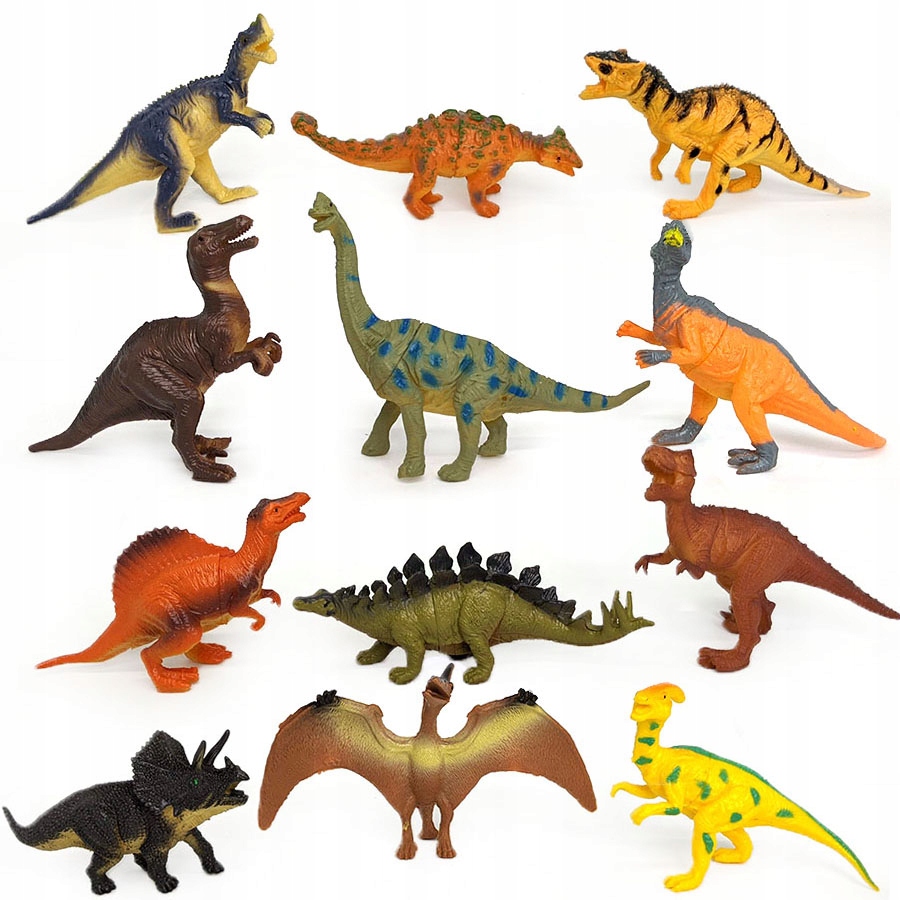 

Duży Zestaw Dinozaury 12 x Dinozaur Figurki gumowe