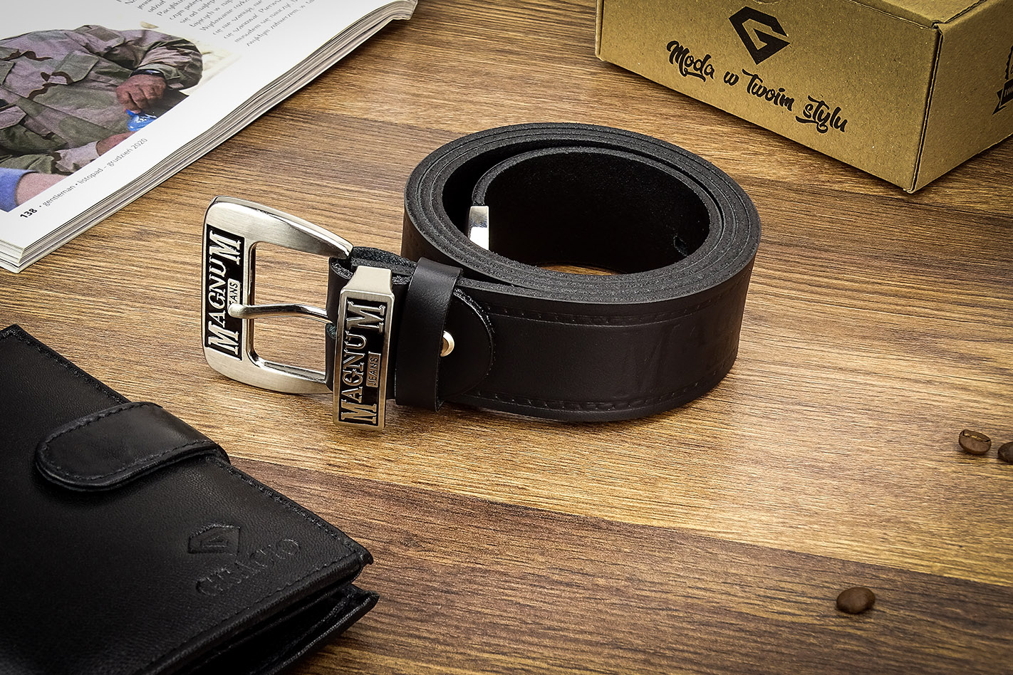 PASEK MĘSKI DO SPODNI SKÓRZANY GRACIO SZEROKI DŁUGOŚĆ PASKA 100 CM PREZENT Materiał dominujący skóra naturalna