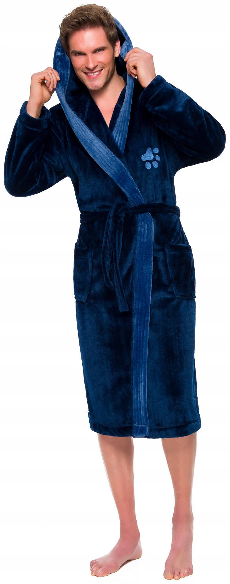 ŁAPKA DŁUGI CIEPŁY SZLAFROK MĘSKI Z KAPTUREM M Płeć mężczyzna