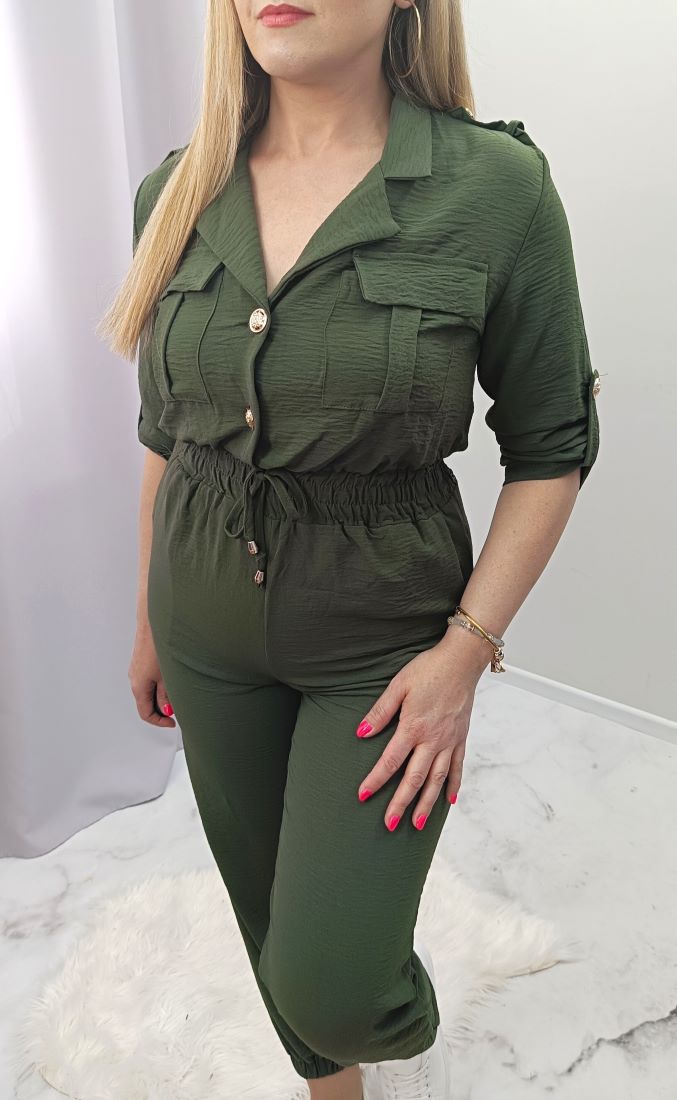 Kombinezon damski w sportowym stylu KHAKI długi Rozmiar uniwersalny