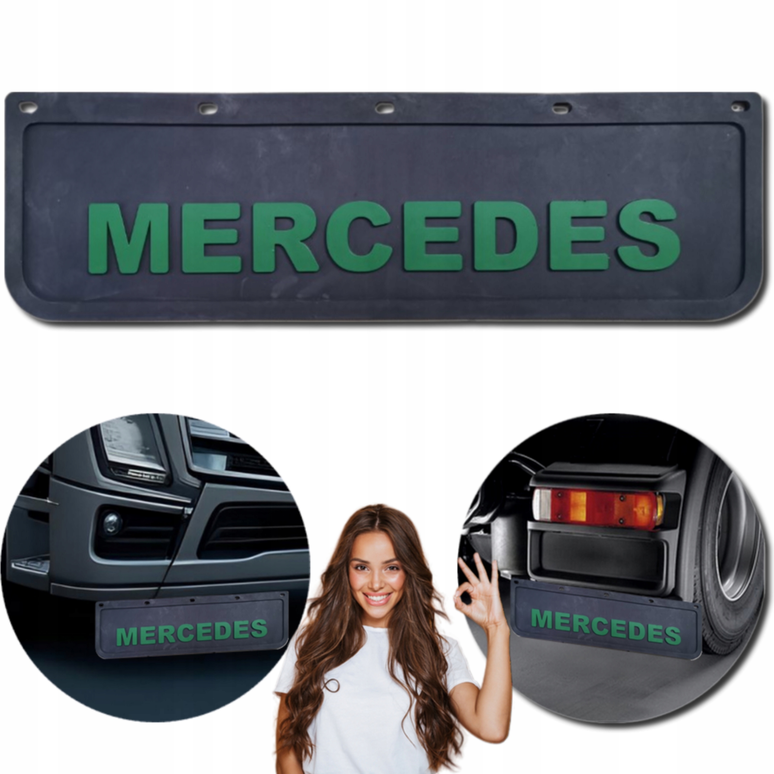 Chlapacz Fartuch Błotny 60x18 do Mercedes Tłoczony Czarno-Zielony