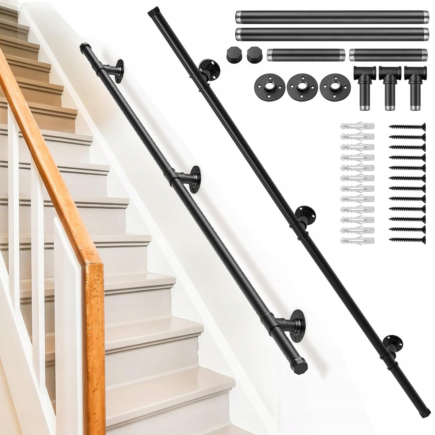 Schodišťové Zábradlí Na Schody Držák Černý Str 150 cm 32 mm
