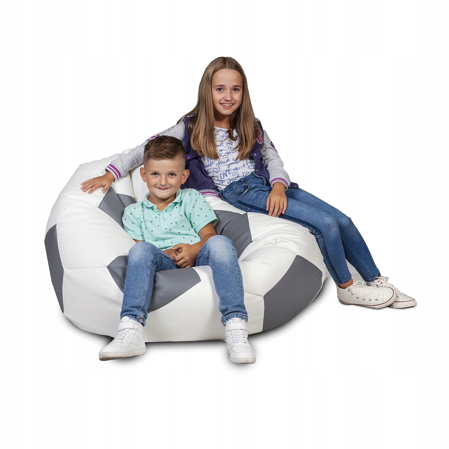 Pufa Piłka Nożna XL Ekoskóra Dolaro E15 popielaty