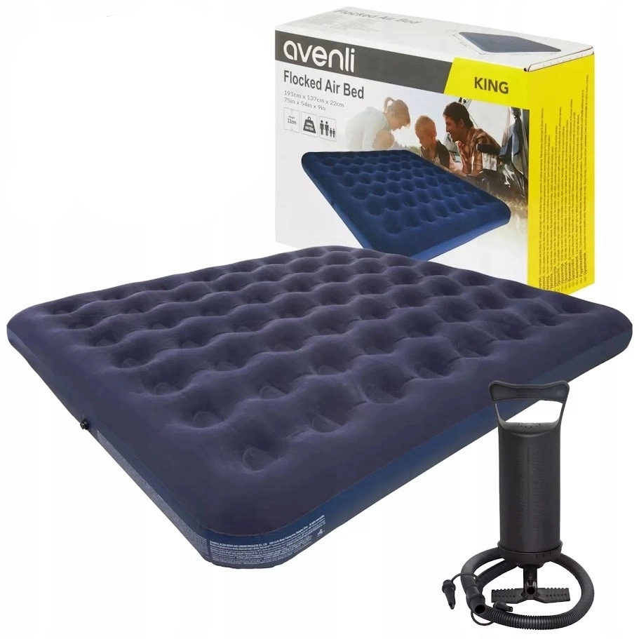 MATERAC DMUCHANY DWUOSOBOWY WELUROWY DO SPANIA SKŁADANY ZESTAW Z POMPKĄ