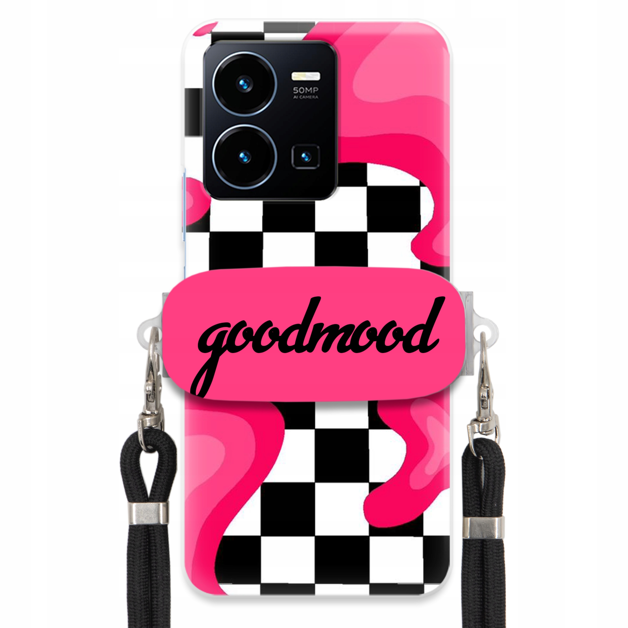 pouzdro na Vivo Y22S Sada Case Držák Na Vodítko Černá Pro Teenagery Splash