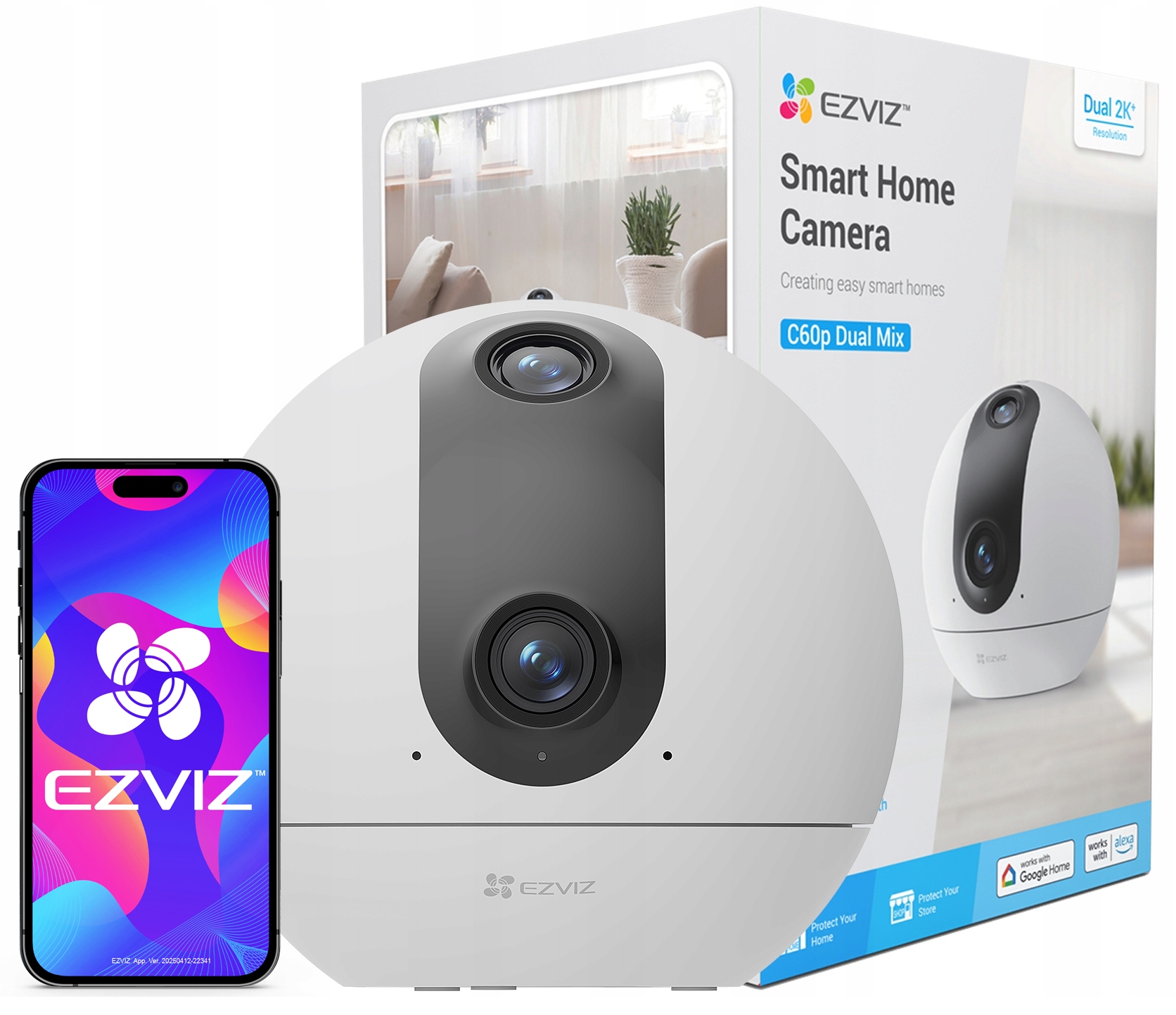 Otočná WiFi kamera opatrovateľka Ezviz C60P s duálnym objektívom 6Mpx (3MP+3MP) a širokým uhlom záberu