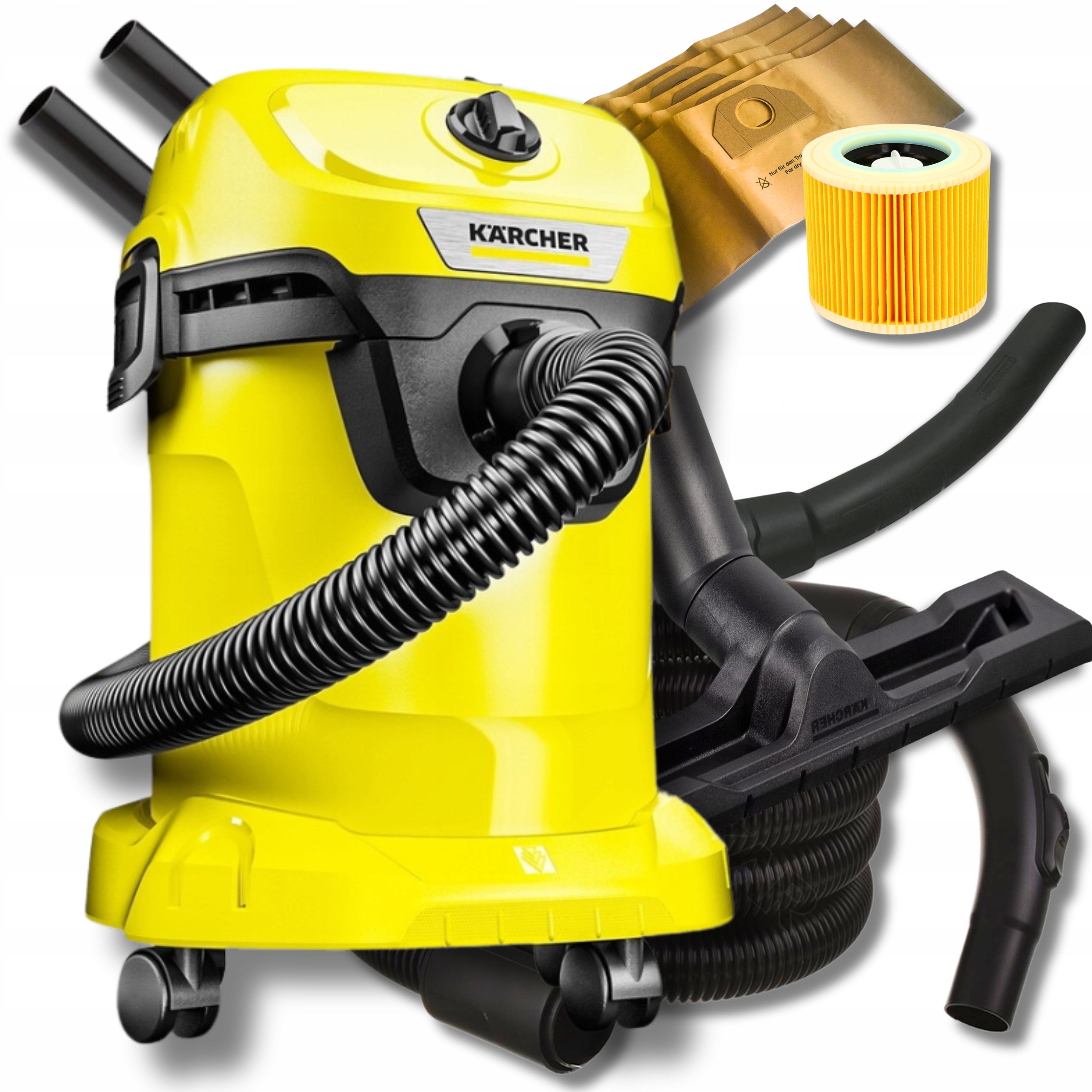 KARCHER ODKURZACZ WD 3 BEZWORKOWY NOWY MODEL 1400W ZESTAW
