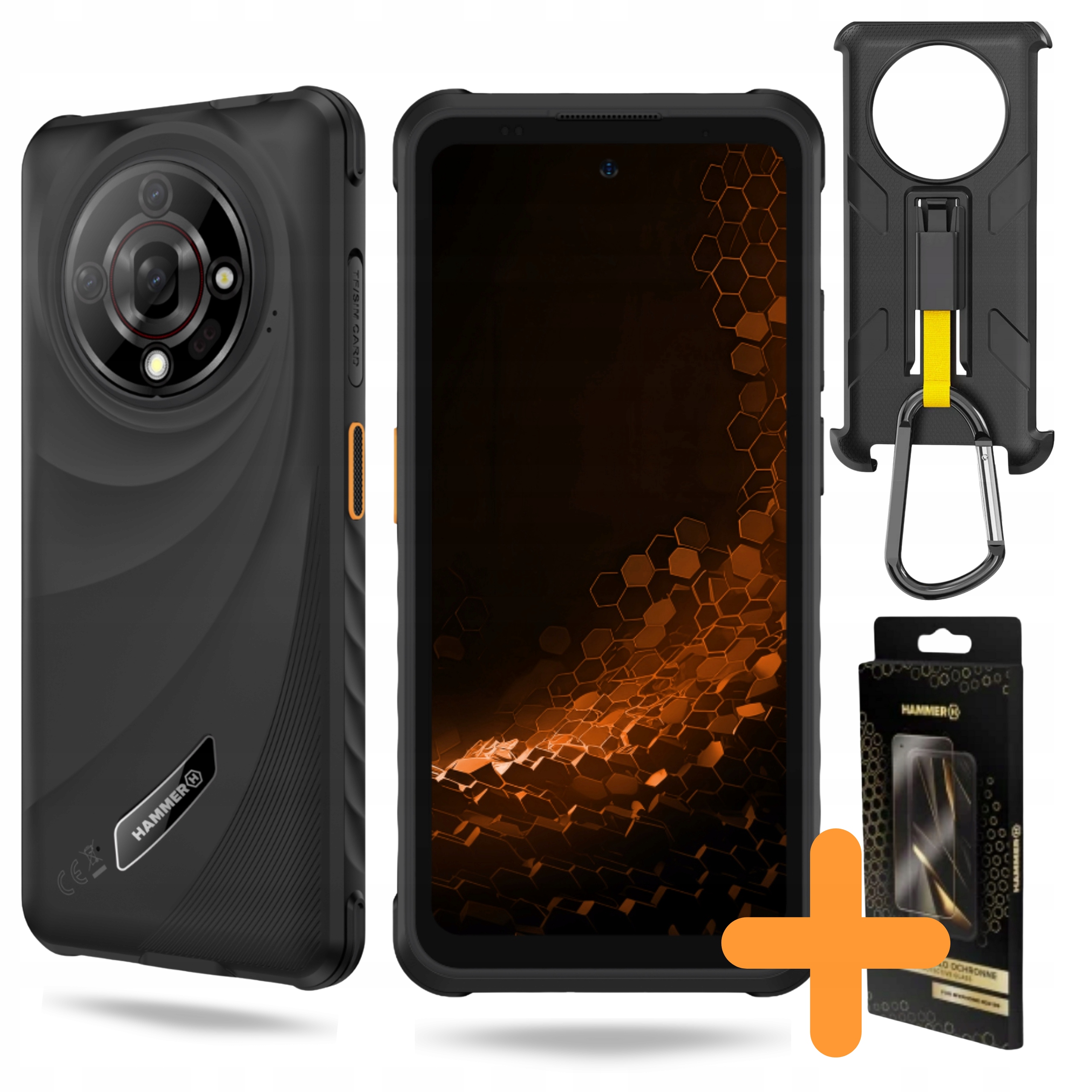Smartfon Hammer Iron 6 5G 14/128 Gb Pancerny Etui Szkło Hybrydowe Zestaw