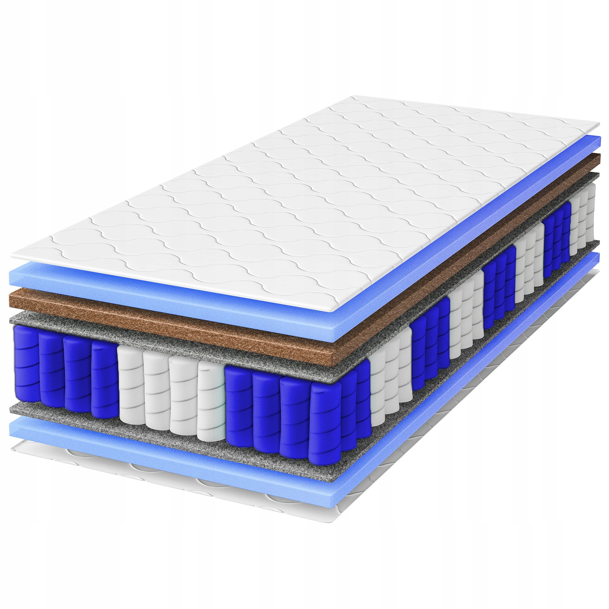 Materac kieszeniowy 140x200 Prestige Kokos Twardy 26cm z pokrowcem H4 H5