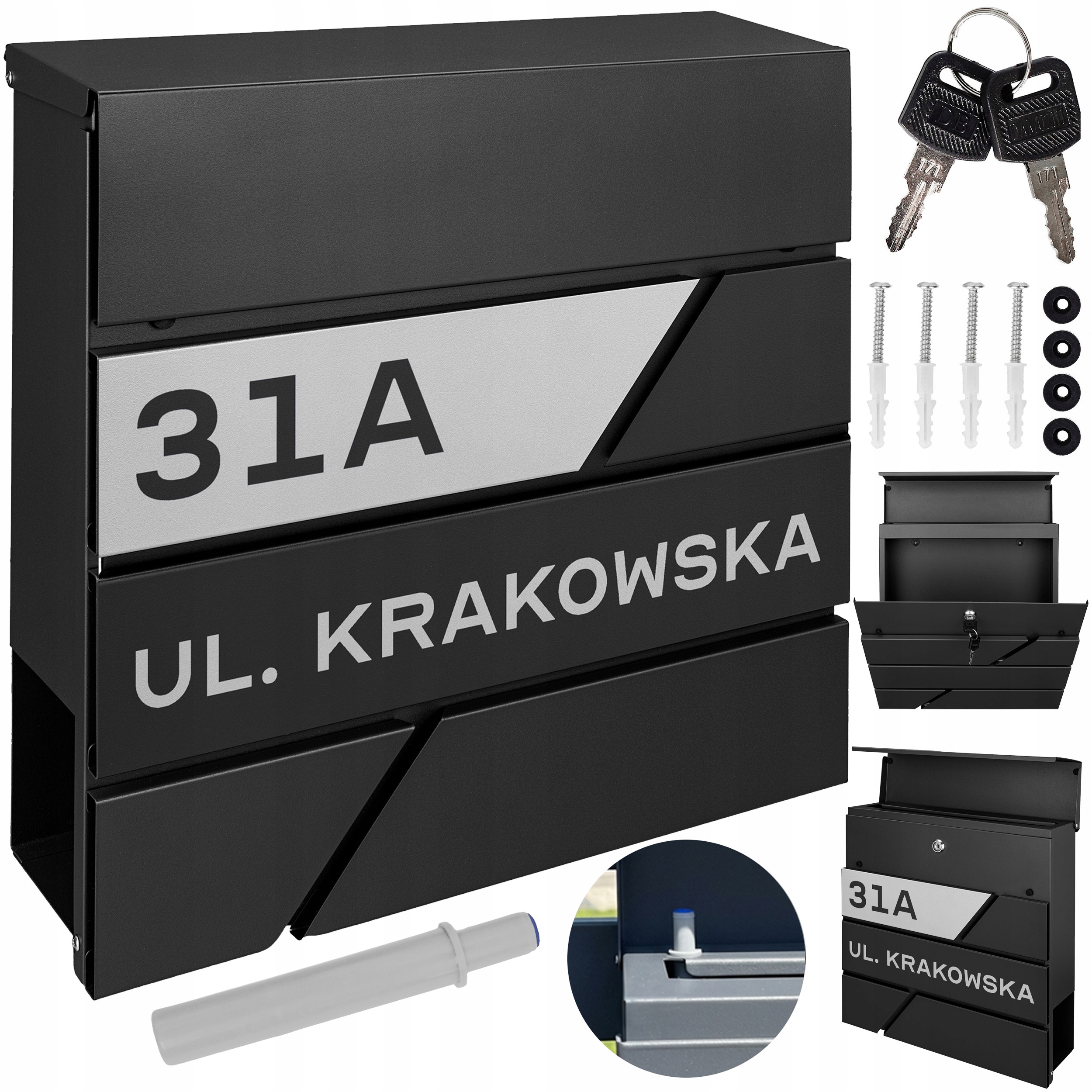 Poštovní Schránka Na Dopisy Noviny Černá Nápis Ulice Číslo Adresa