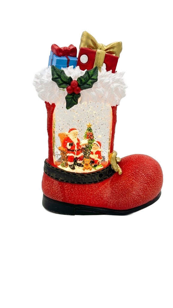 Vánoční bota Mikuláše Led Sněhová koule Usb 30 cm