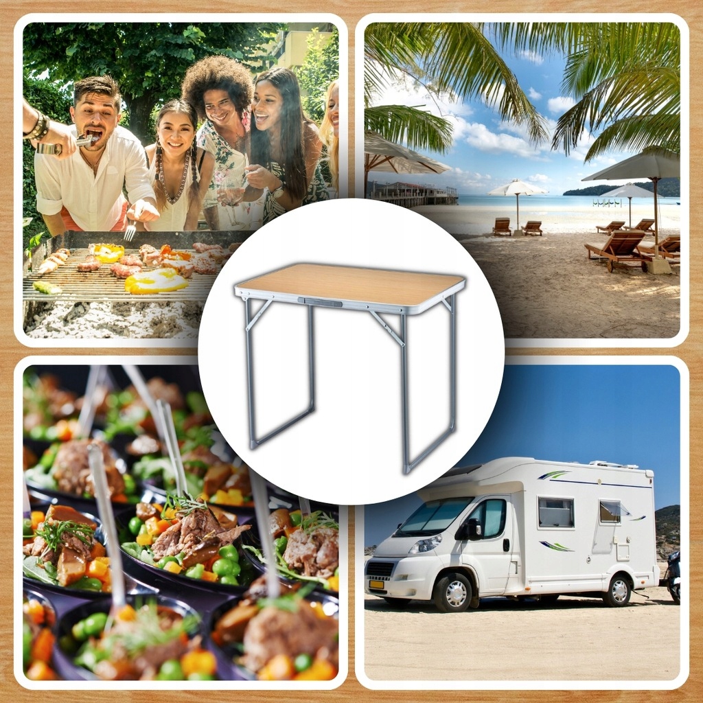 STÓŁ TURYSTYCZNY SKŁADANY STOLIK OGRODOWY TARASOWY 80X60 BIWAK GRILL OGRÓD Wysokość 70 cm