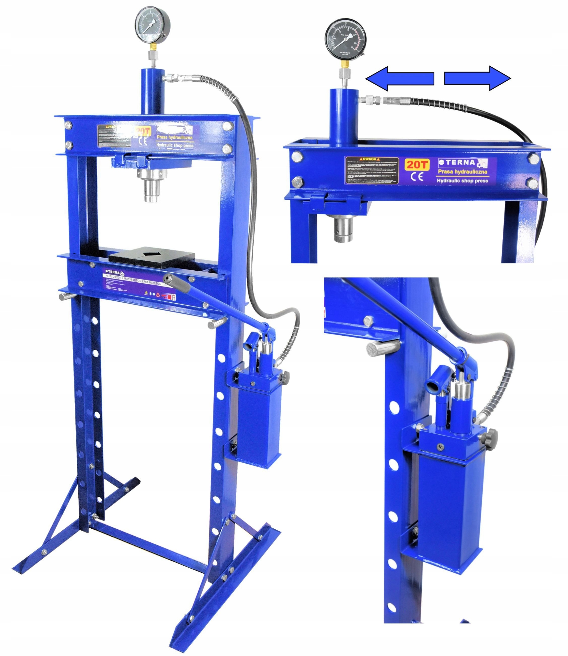 Prasa Hydrauliczna 20 Ton Warsztatowa Przesuwny Tłok Podwójny Napęd,