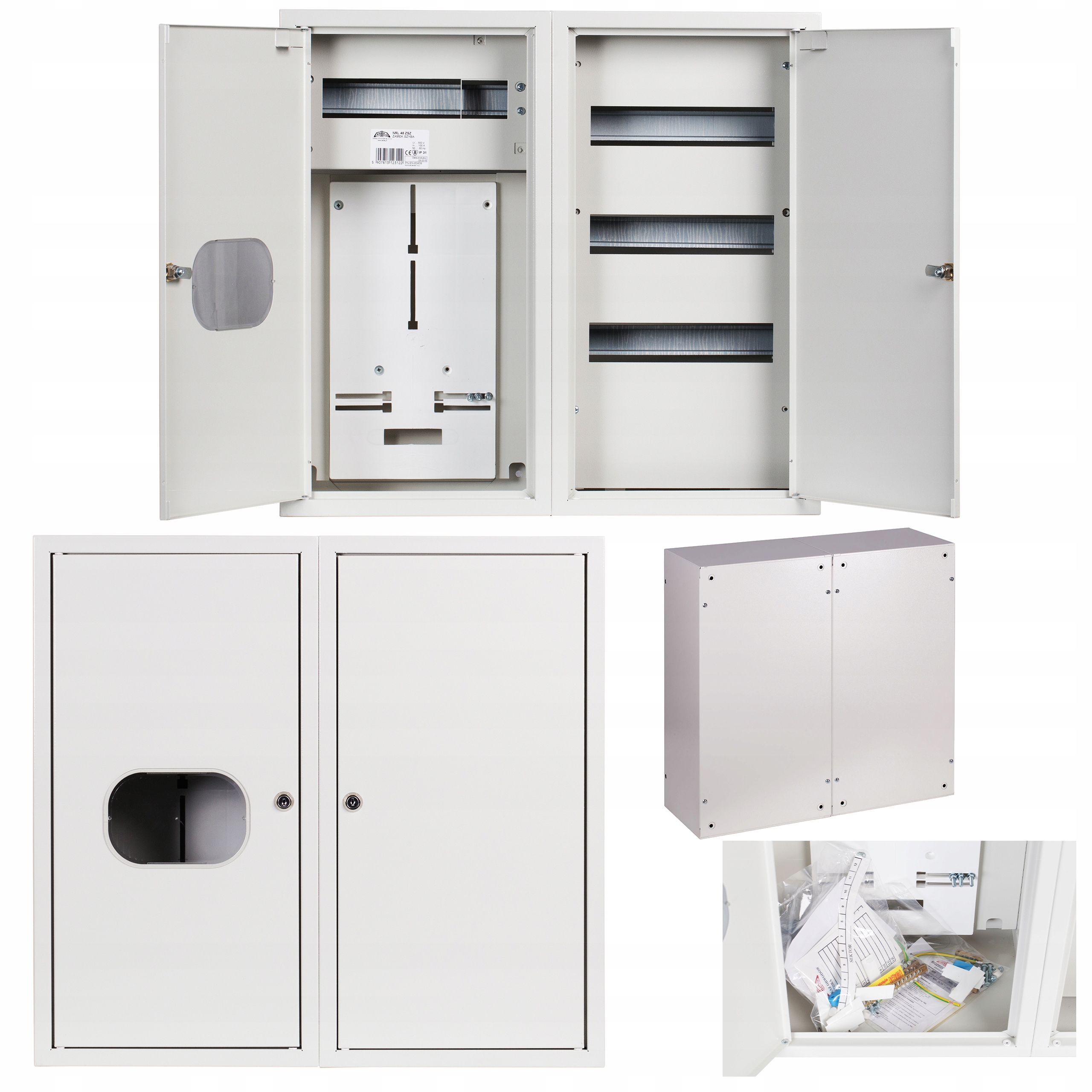 Nástěnná skříňka rozvaděč zámek sklo 1-počítačové 3-fázové 48M IP31