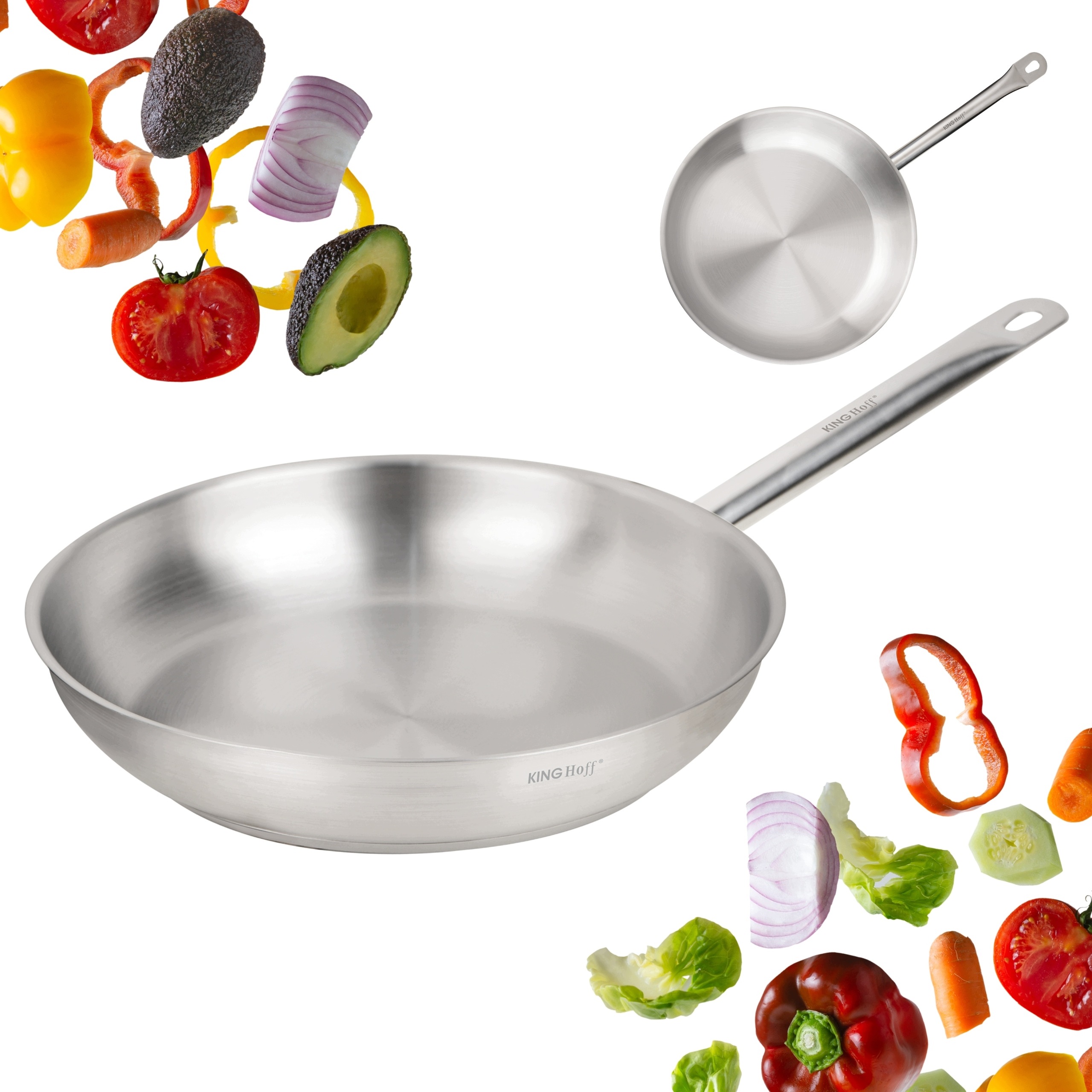 Velká ocelová pánev 28 cm Kinghoff Ocel 21 Ct gastronomická indukce Plyn