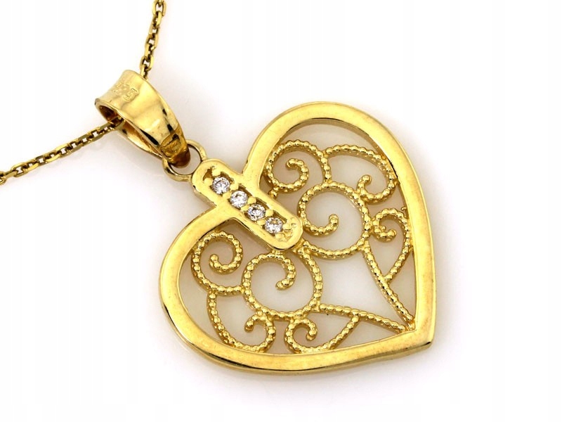 Zlaté srdce s zirkony 585 14k, váha 1.92g pro ženu Dárek