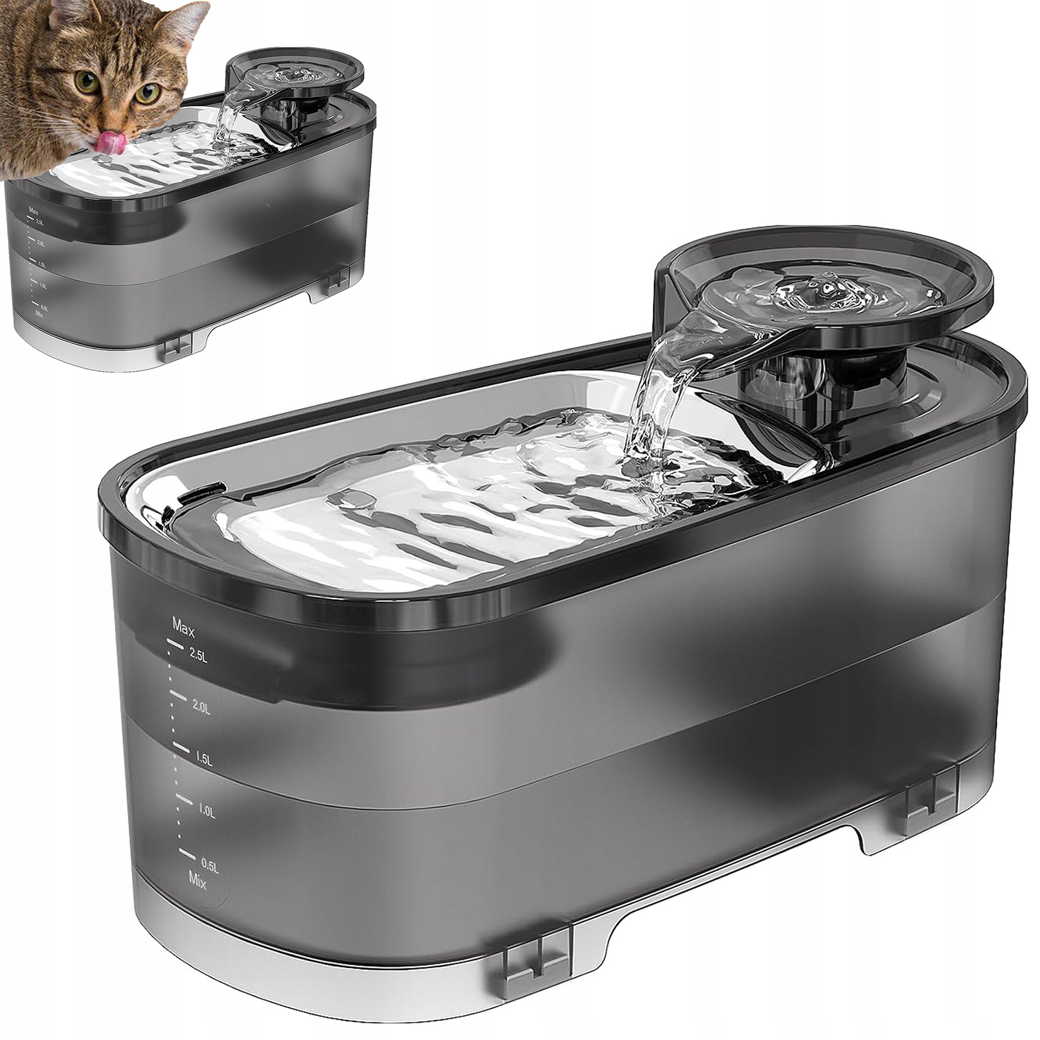 Levně Automatické Krmítko Tichá Fontána Miska Napáječka Pro Kočky Psa 2,5 L Pety