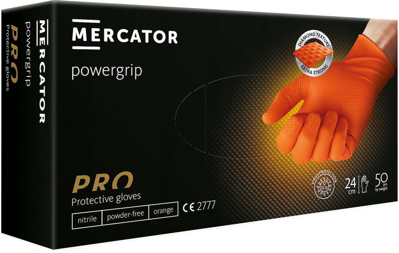

Powergrip Orange L Rękawice Nitrylowe Bezpudrowe