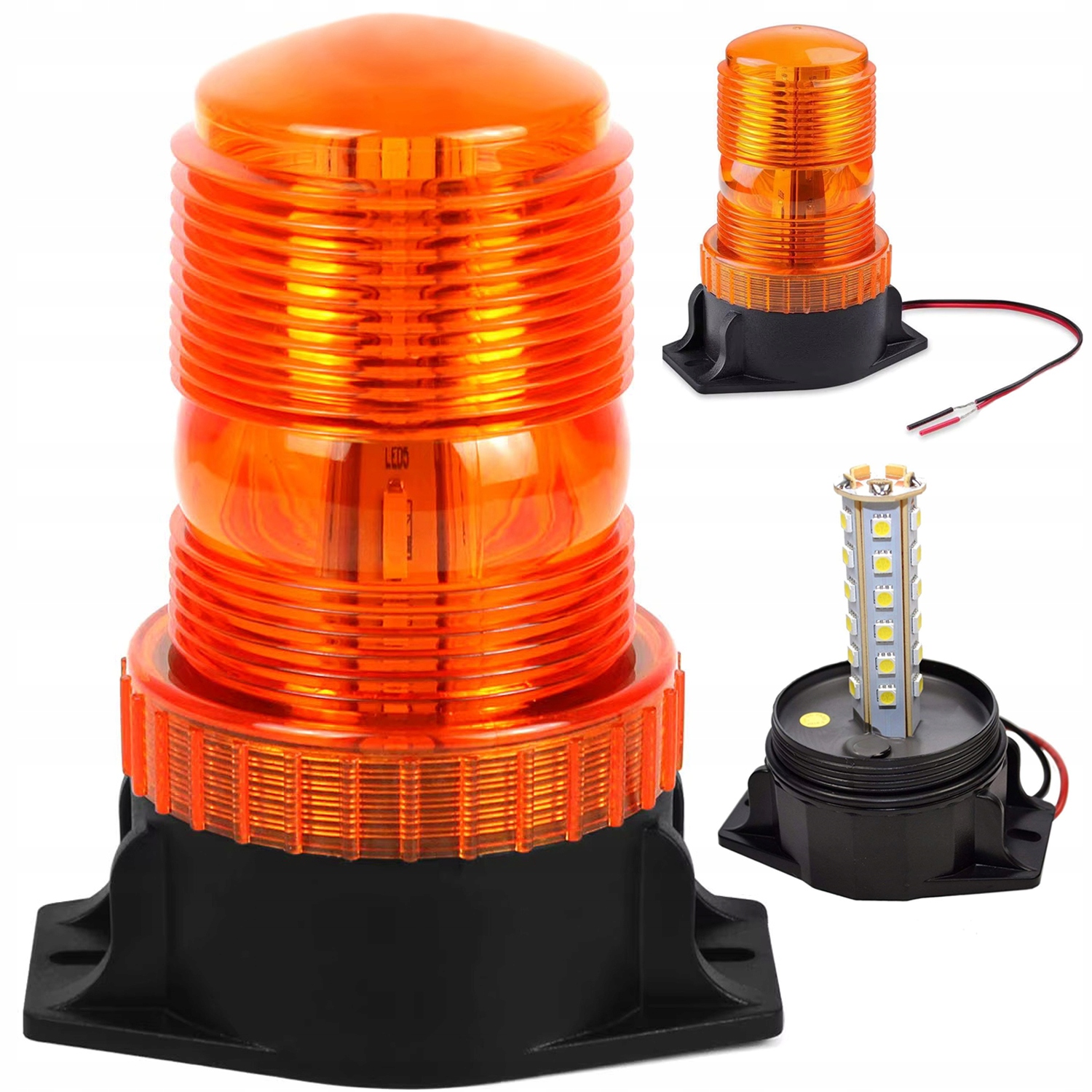 MOCNA LAMPA BŁYSKOWA OSTRZEGAWCZA STROBOSKOP 360° KOGUT 12V/24V 20W IP65
