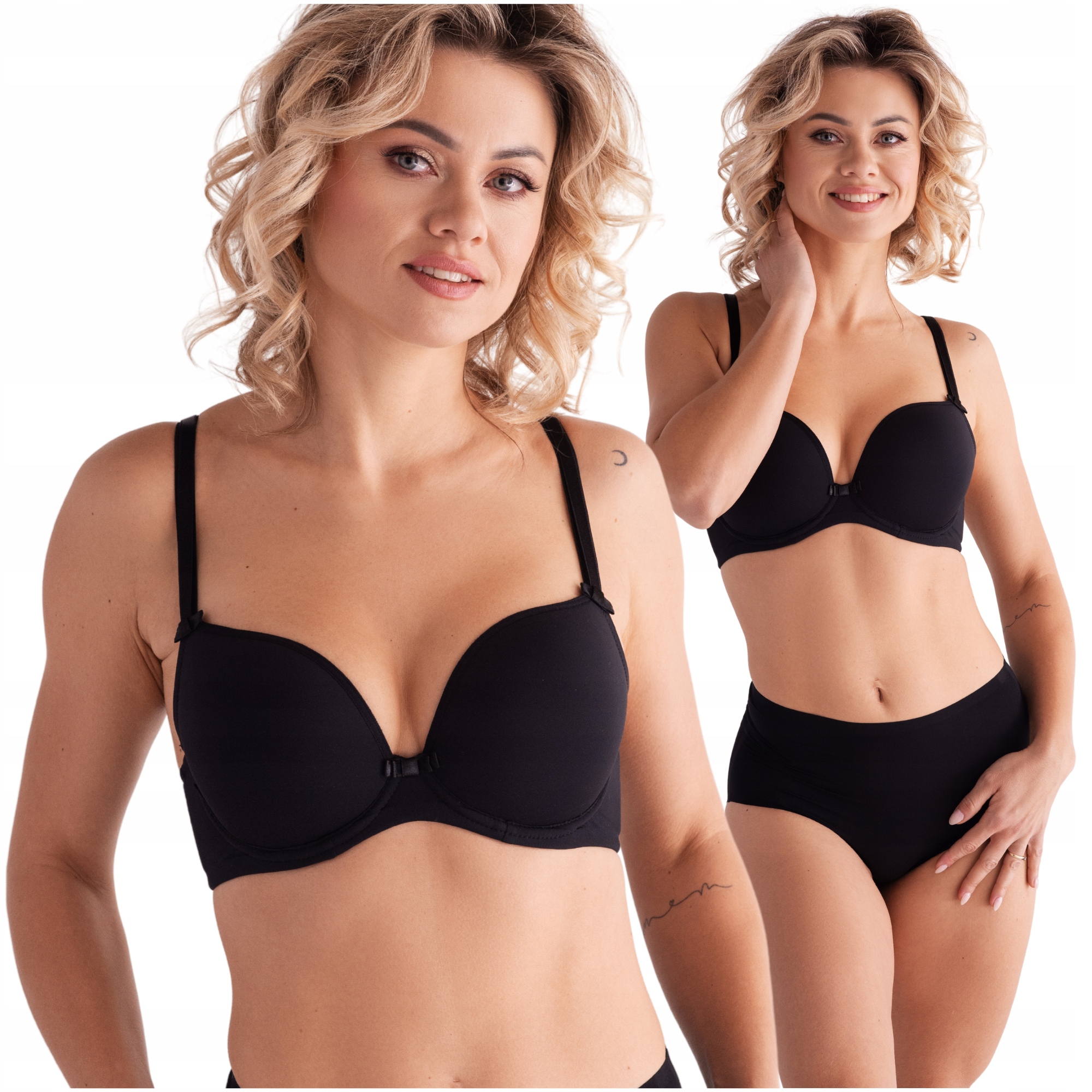 Podprsenka vyztužená černá hladká podprsenka plunge Lemax Leila 75F