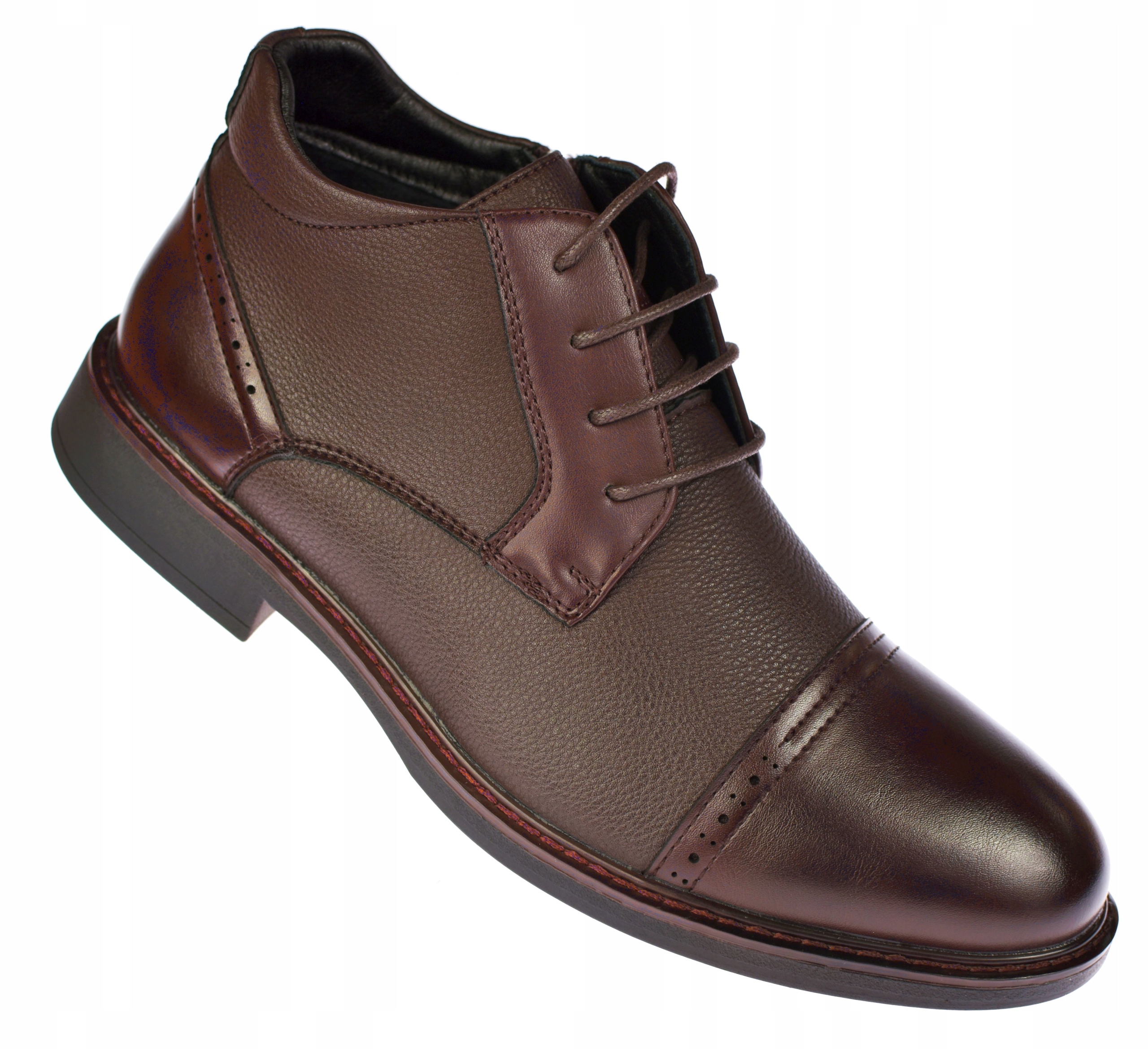 Pánské zateplené Chelsea boty na zip B-4-0751 hnědé zimní kotníkové boty vel 42