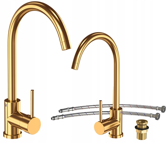 Kuchynská batéria do drezu jednopáková, stojankový kohútik Beta, zlatá