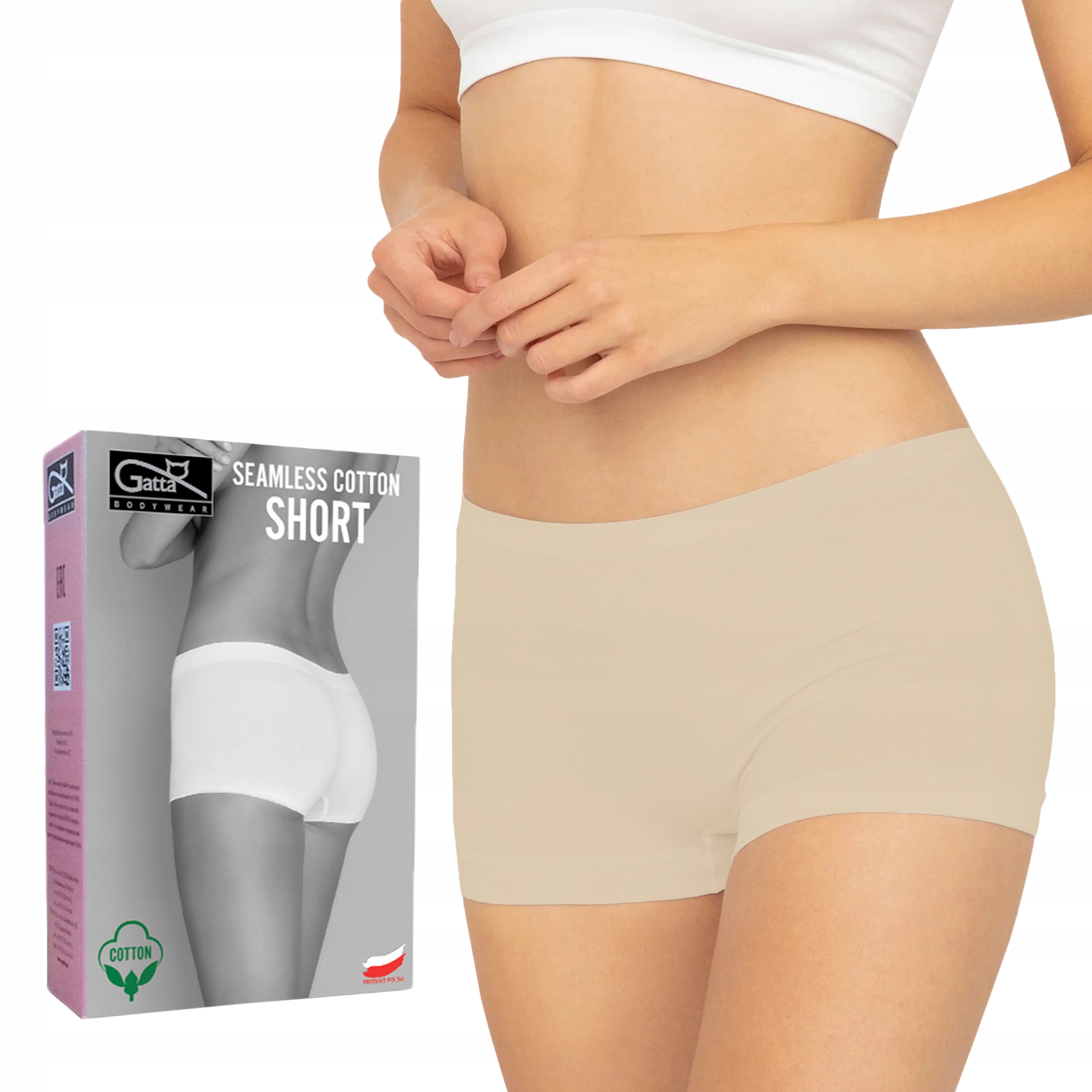 

Gatta majtki Short bezszwowe, bawełna light nude S