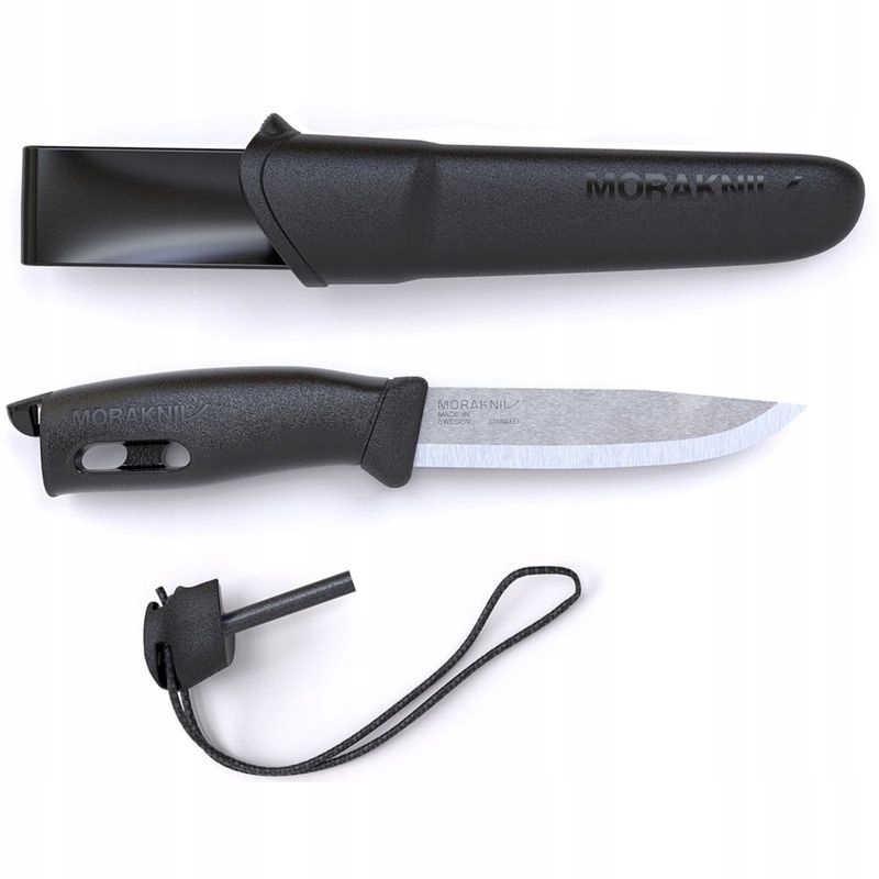 Nóż Morakniv Companion Spark stal nierdzewna S czarny kabura krzesiwo linka