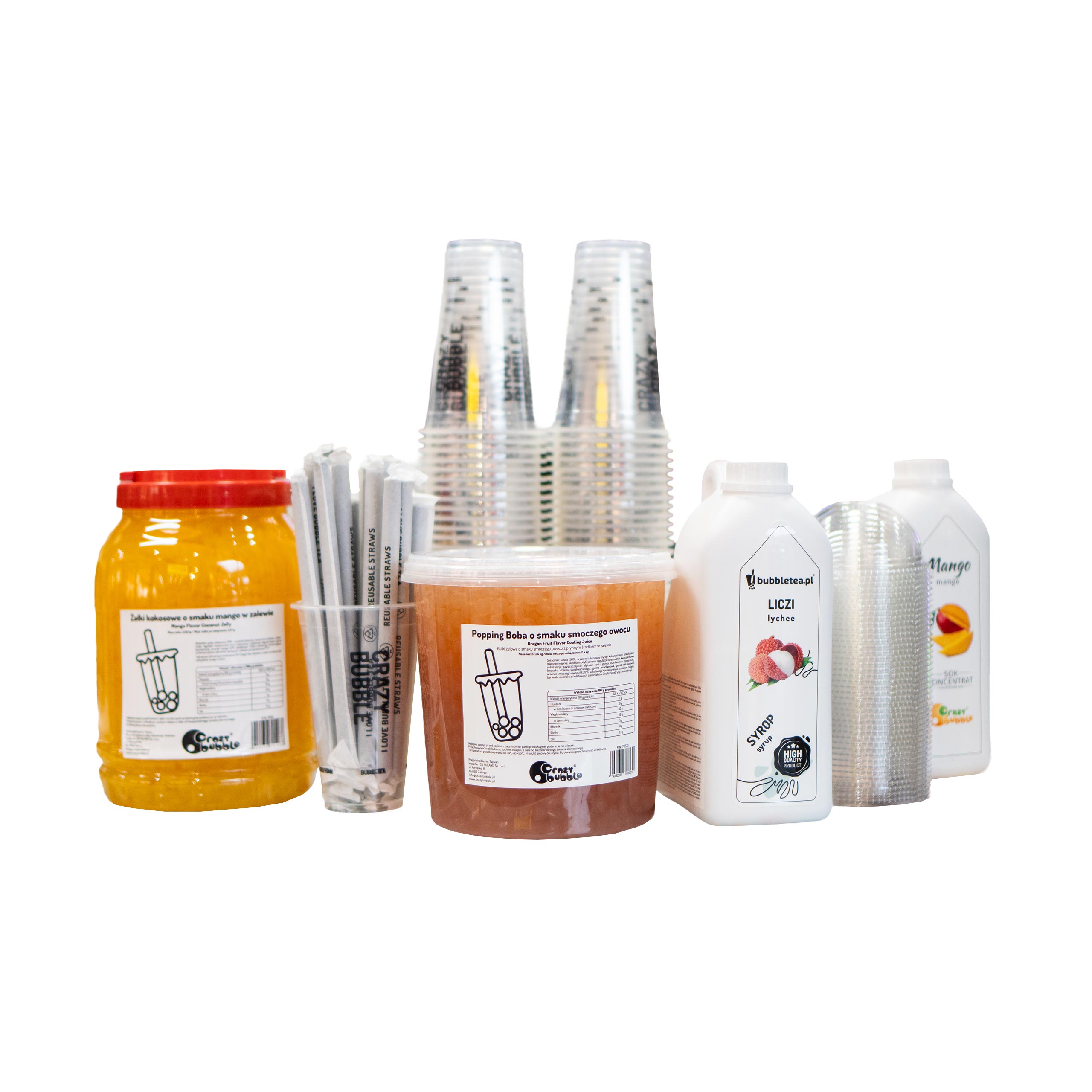 Party Mix Crazy Bubble Tea Mango-liczi zestaw 100 napojów impreza genZ