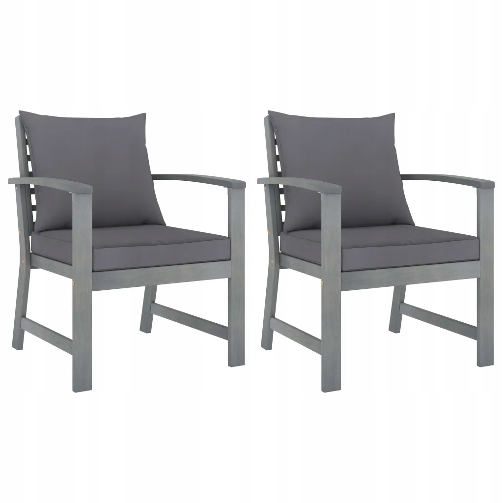 Sada 2 zahradních židlí z masivního akáciového dřeva, šedá, 60,5x60,5x8
