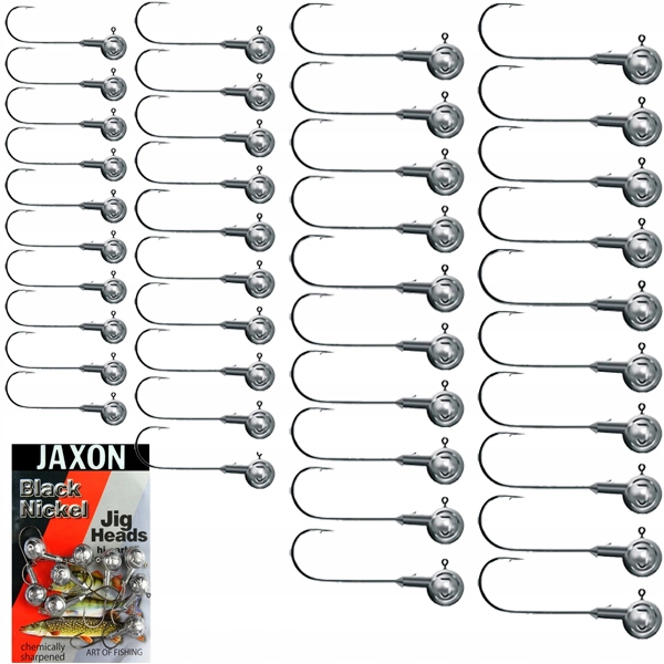 

zestaw 40szt główki jigow Jaxon Black Nickel 3-8g