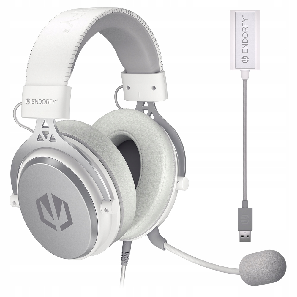 Sluchátka kolem uší Endorfy Viro Plus Usb Onyx White, Usb zvuková karta