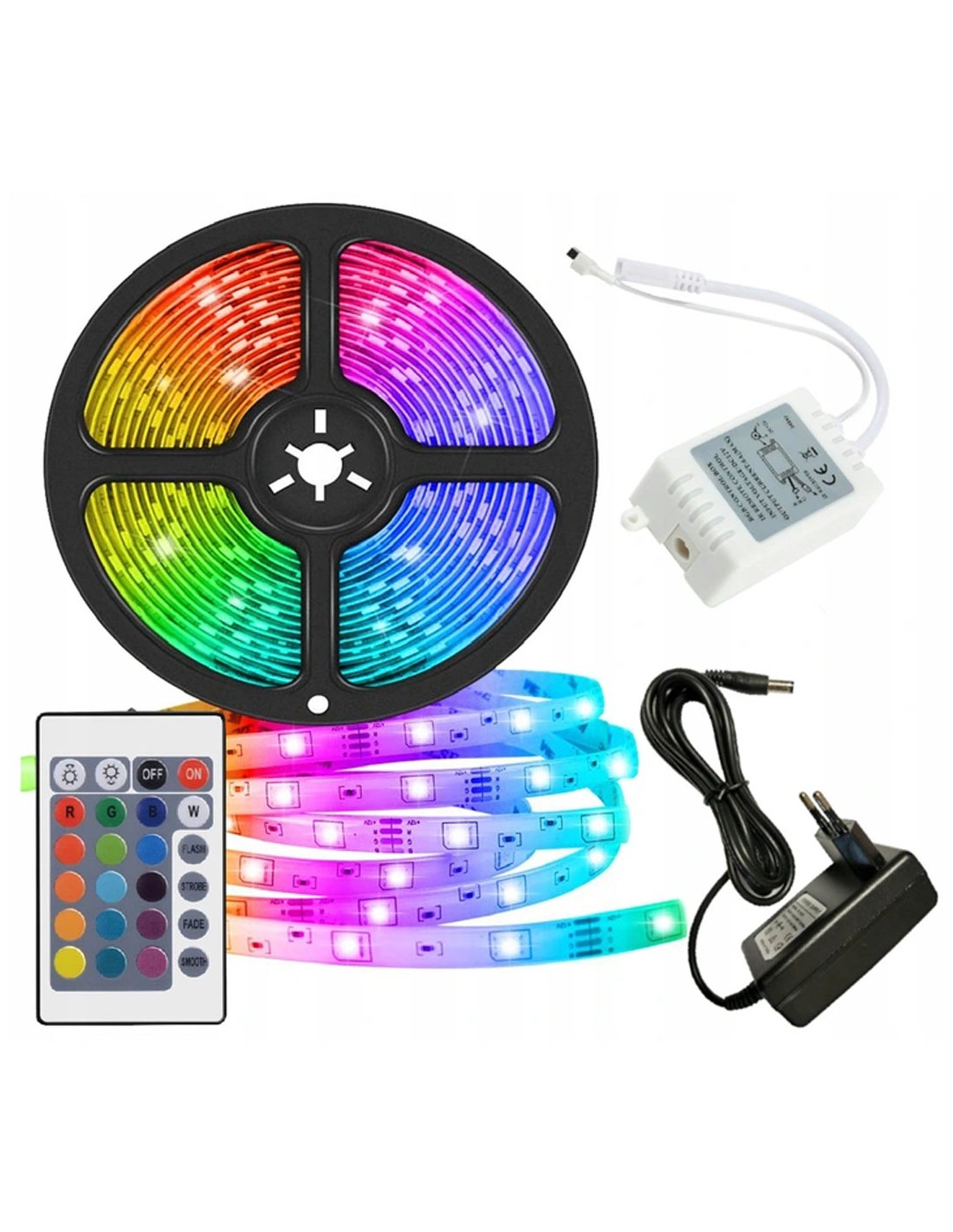 

Zestaw rgb taśma led zasilacz sterownik pilot 7,2w