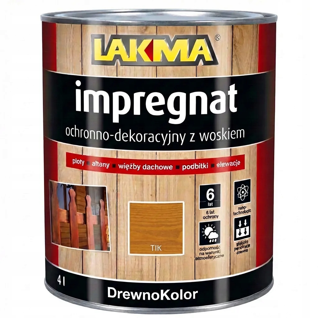 Impregnat Ochronno-Dekoracyjny z Woskiem Tik 4L Lakma