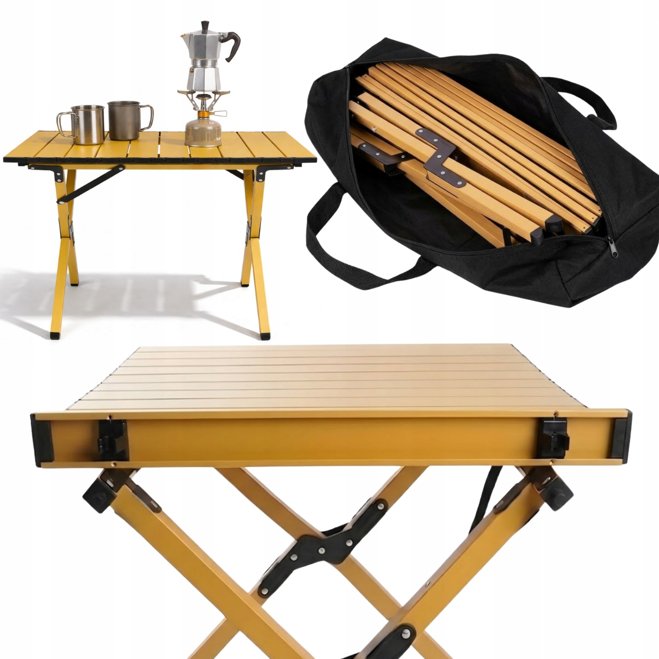 Stół Składany Turystyczny Kempingowy 60cm Lekki Stal Węglowa Pokrowiec