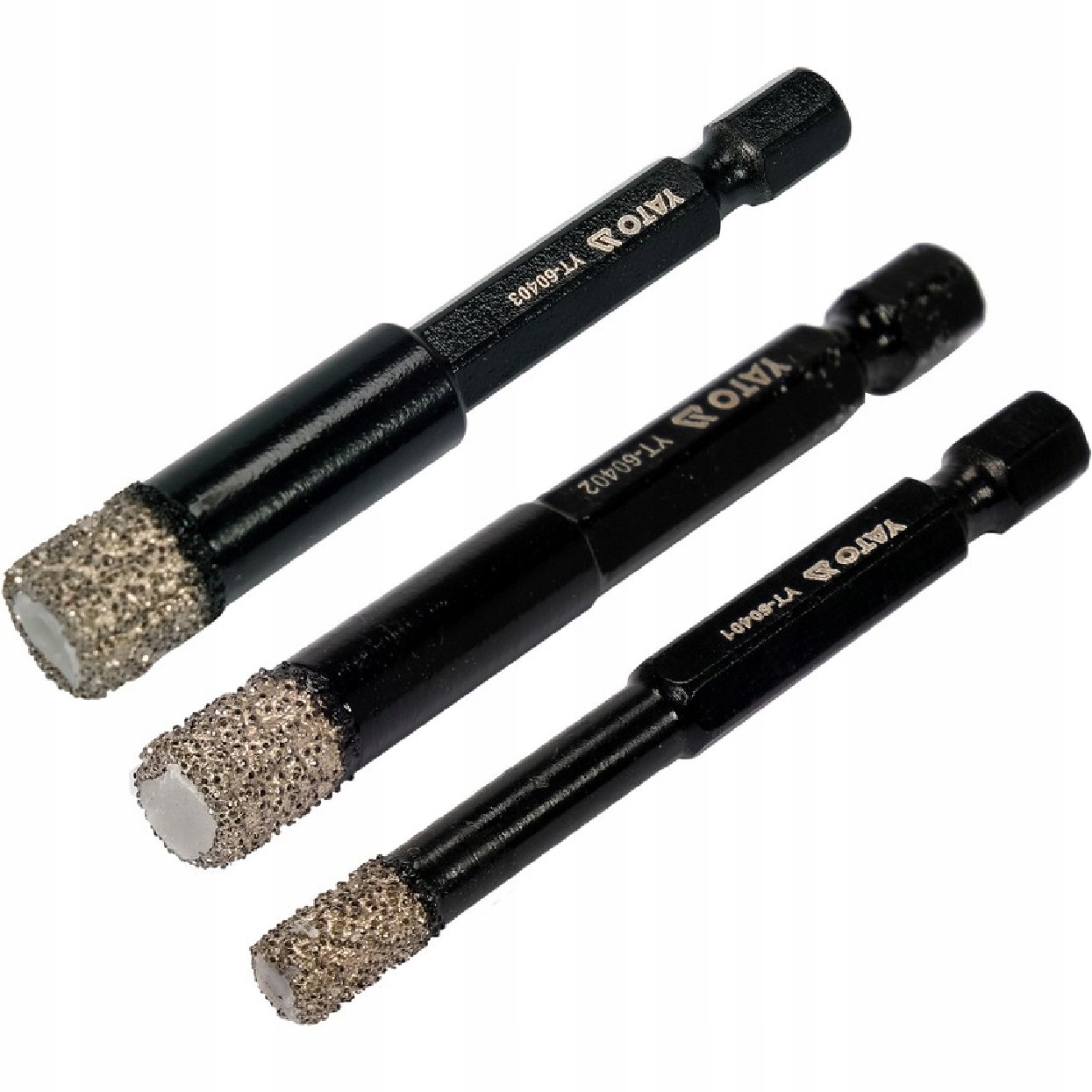 ZESTAW DIAMENTOWYCH WIERTEŁ DO GRESU 3 SZT 6, 8, 10 mm Kod producenta YT-60409