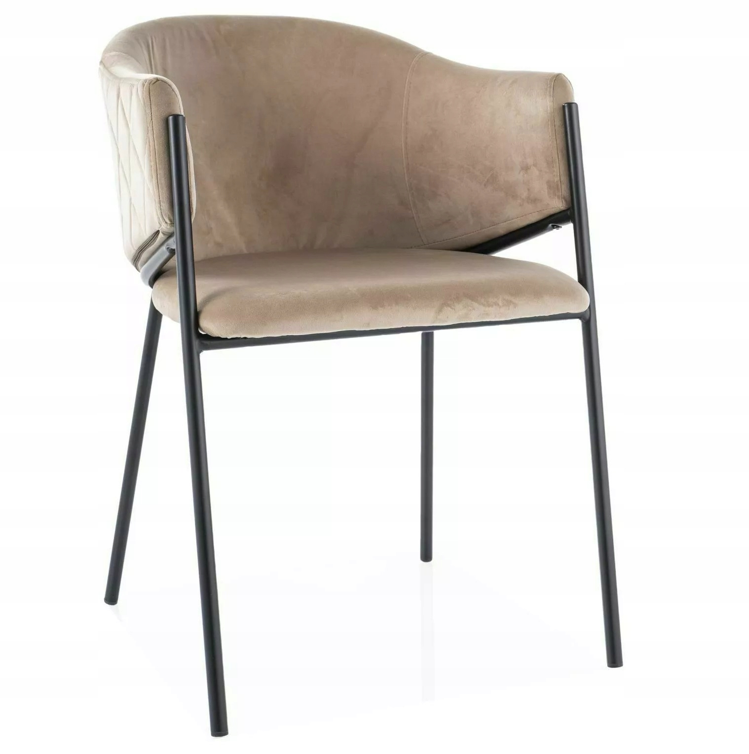 Krzesło pikowane glamour velvet beżowe do toaletki i salonu, loft Bono XX