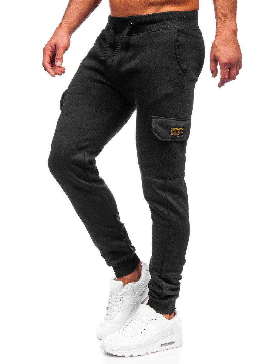 

Spodnie Męskie Dresowe Czarne JX8709 Denley_xl