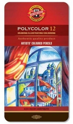 Pastelky Koh-i-noor Polycolor, kovové balení 12 barev