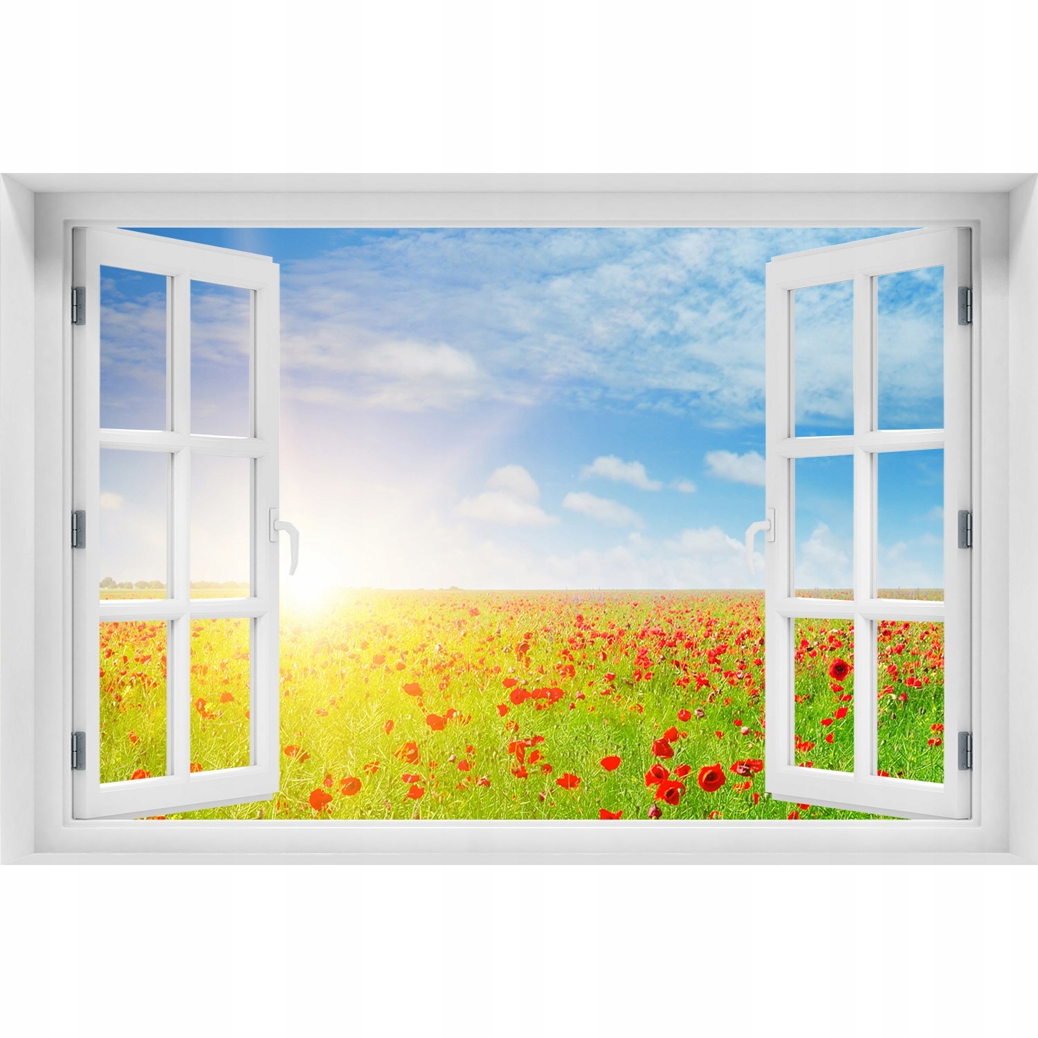 

3D Okno Naklejka na ścianę Pole maków 120x80