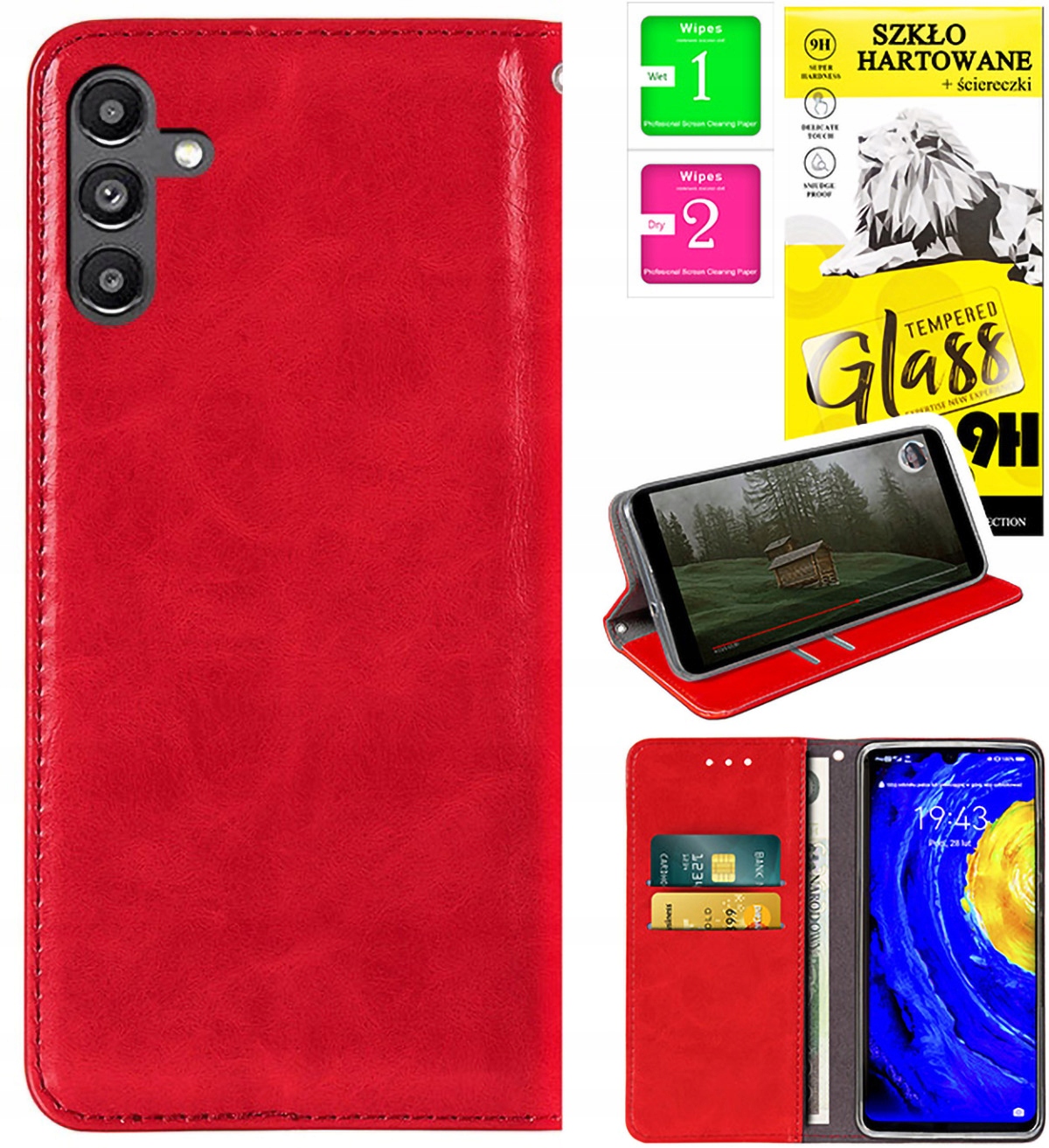 Zdjęcia - Etui Samsung  Portfel Case Stojak Magnes Szkło 9H do  Galaxy A13 5G 