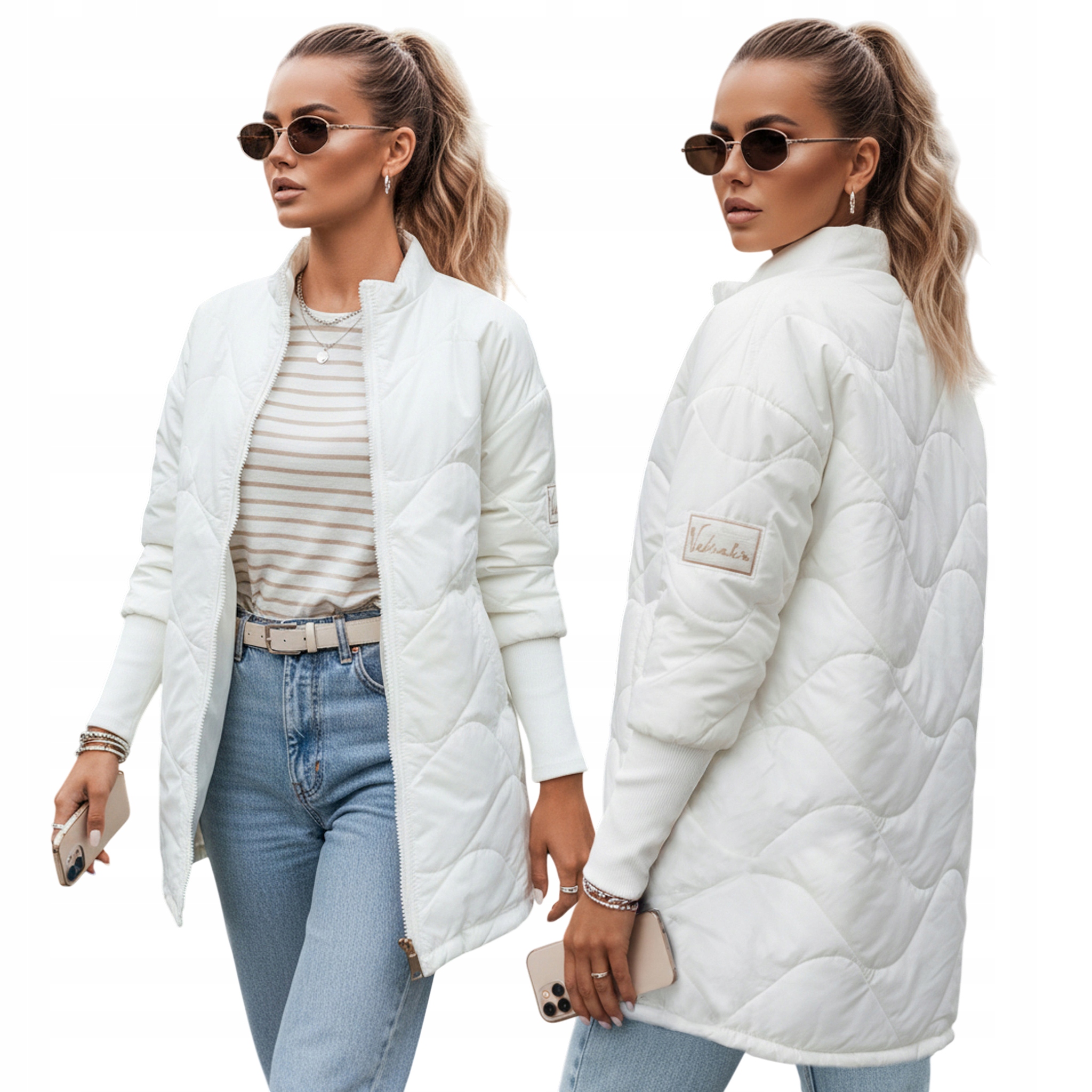 Kurtka damska pikowana ze stójką ecru TY3616 S