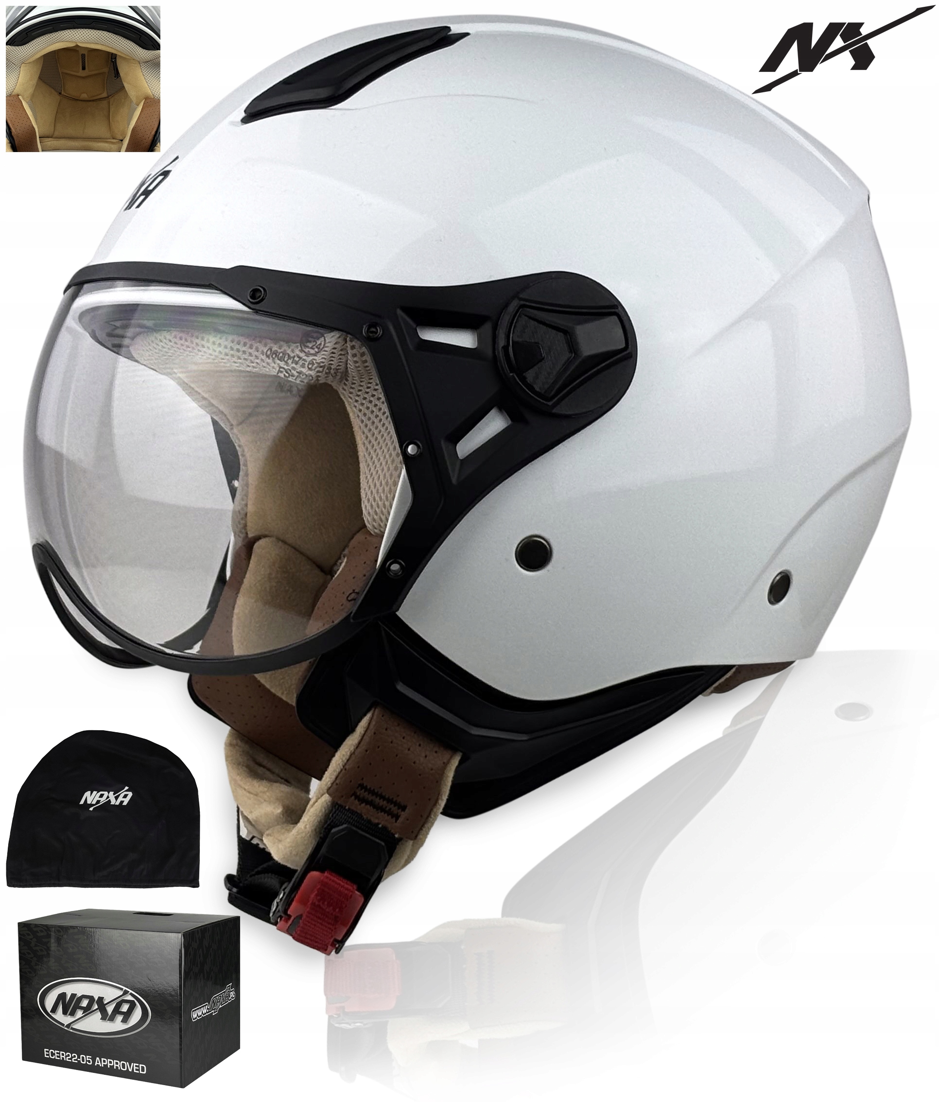 Motocyklová Přilba Otevřený Skútr Chopper Crusier Naxa S33 vel. S Měkký Střed