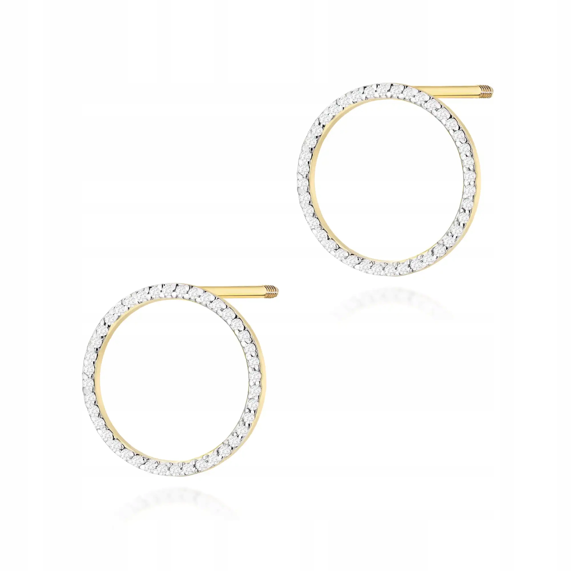 Dámské zlaté Náušnice 585 s diamanty, moderní, ideální jako dárek 14kt