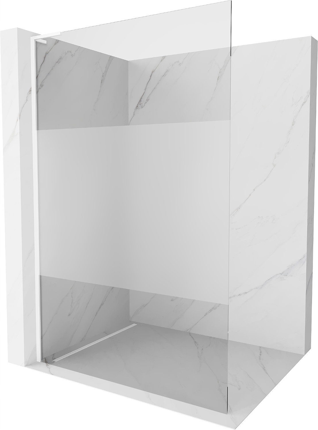 Mexen Kioto L sprchová stěna Walk-in 100x200 cm, průhledná/matná, bílá