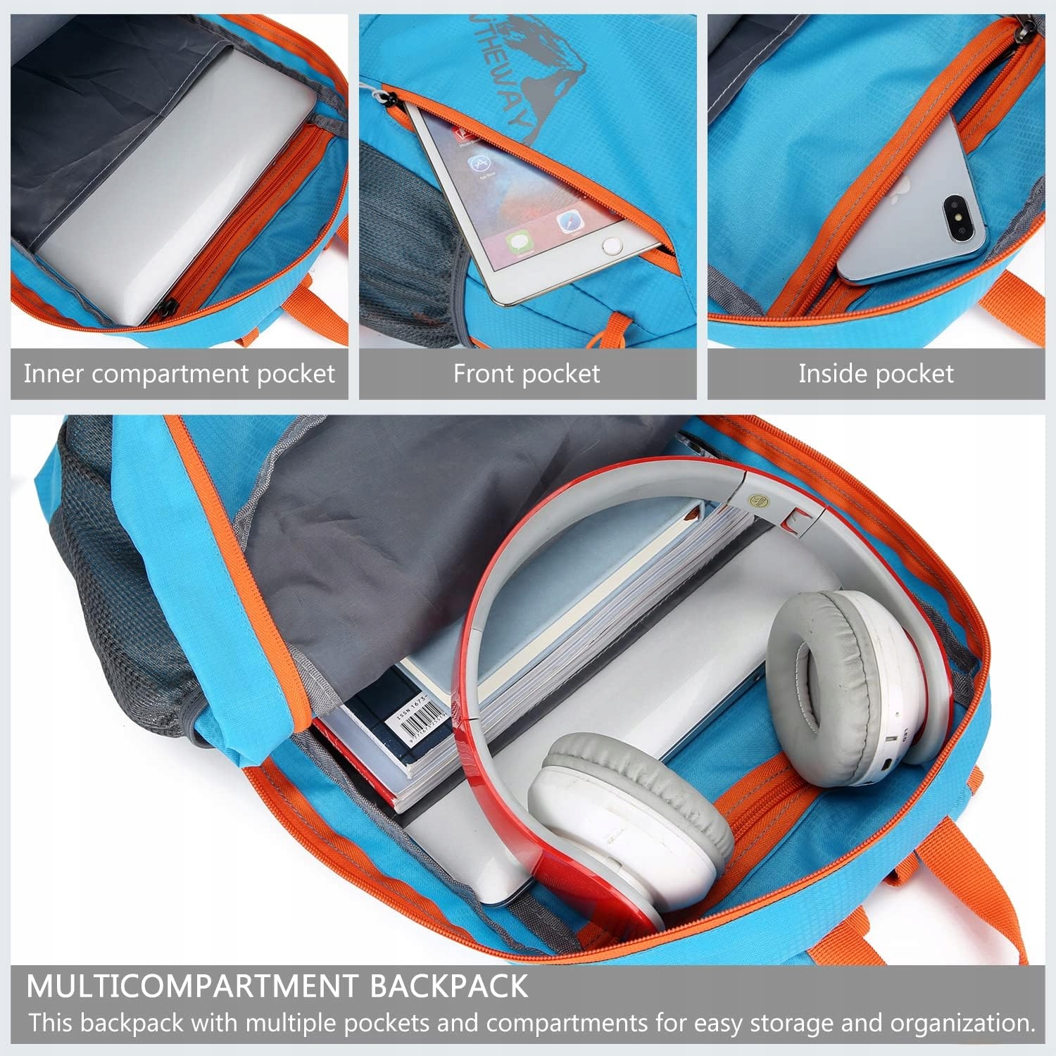 PLECAK SKŁADANY TURYSTYCZNY WOODODPONY OUTDOOR 22L Kolor dominujący odcienie niebieskiego