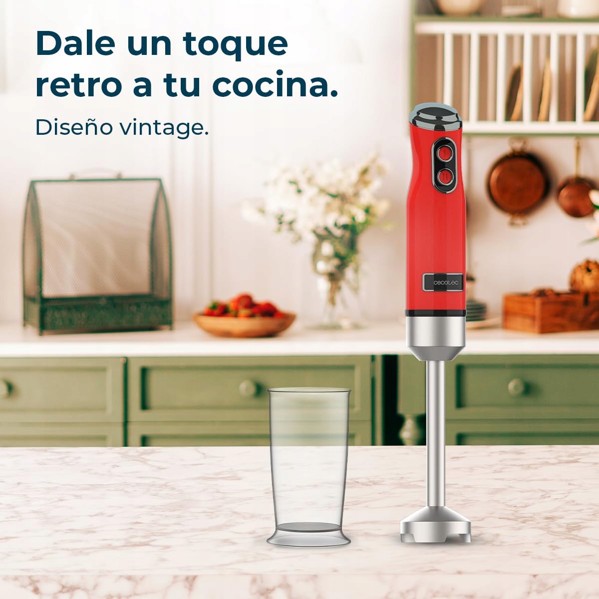 CECOTEC Mikser Ręczny Retro 1200W 4 Ostrza Tytanowe 2 Prędkości 0,5L — miniatura 6