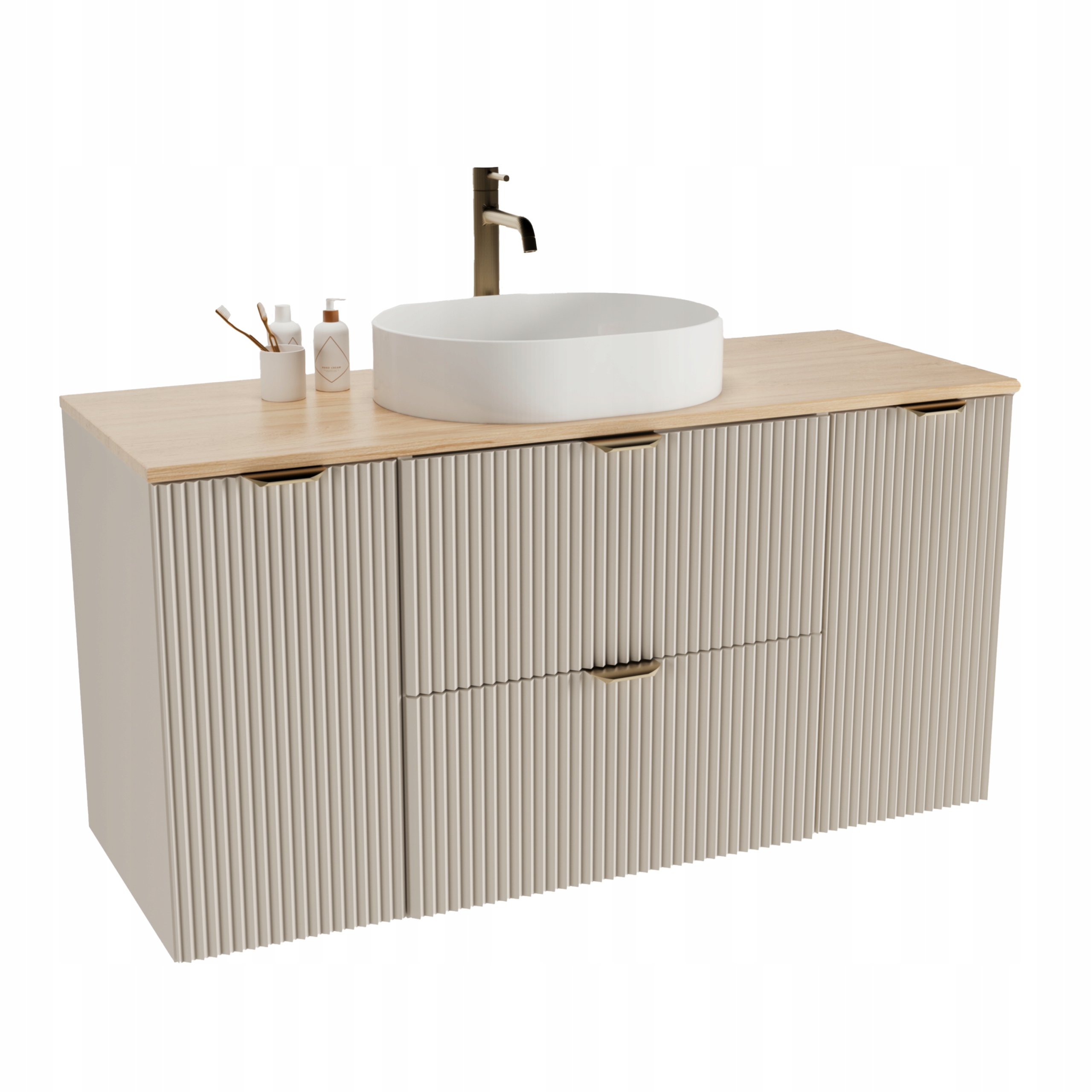 Sada: Skříňka 2 dveře 2 zásuvky 120 cm Kašmír/Ořechová deska Willy