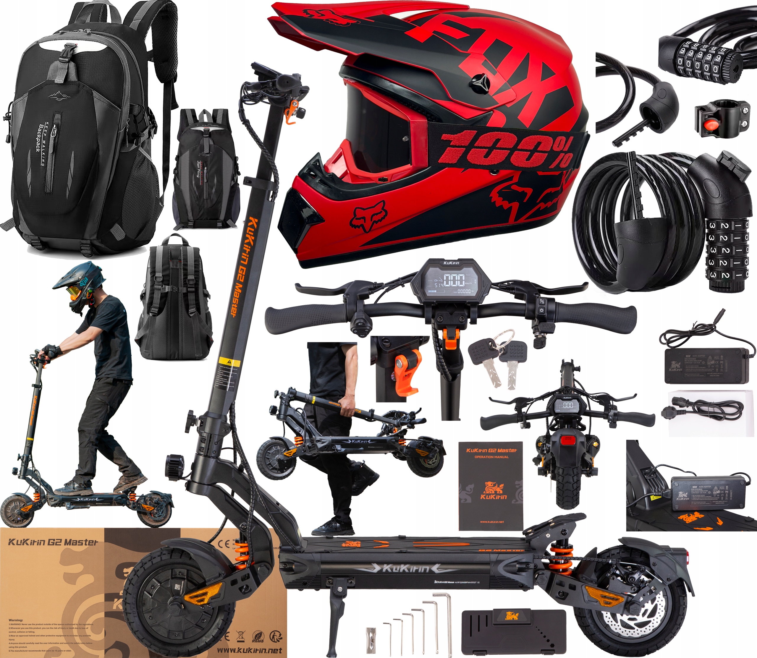 2026 KuKirin G2 Master 2000W 52V 20,8AH 60KM/H 70KM 10" Terénní Dárek