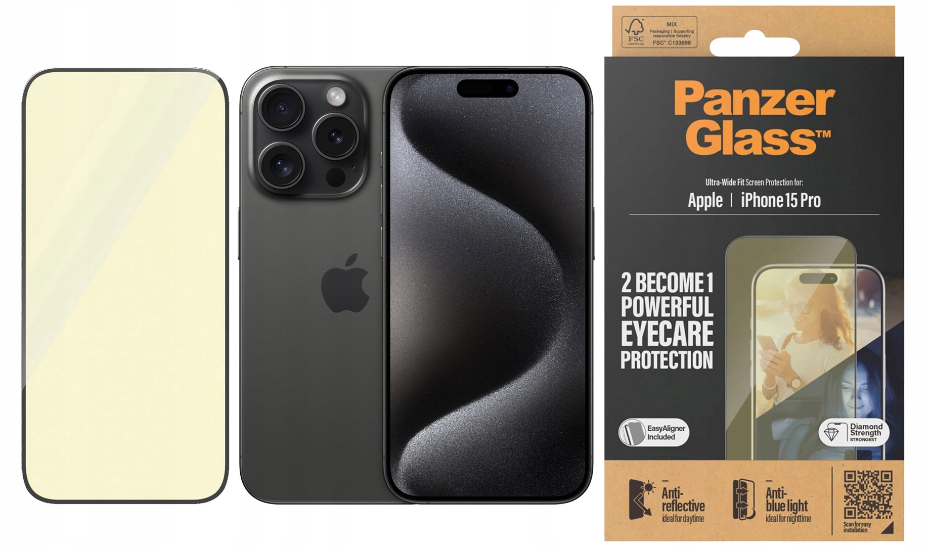 PanzerGlass Tvrzené Sklo Ultra-Wide Fit EyeCare pro iPhone 15 Pro